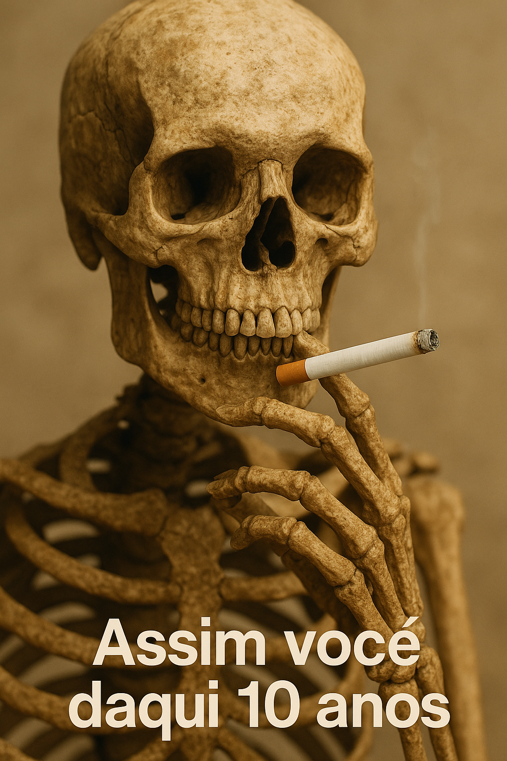 Esqueleto fumando - seu futuro como fumante